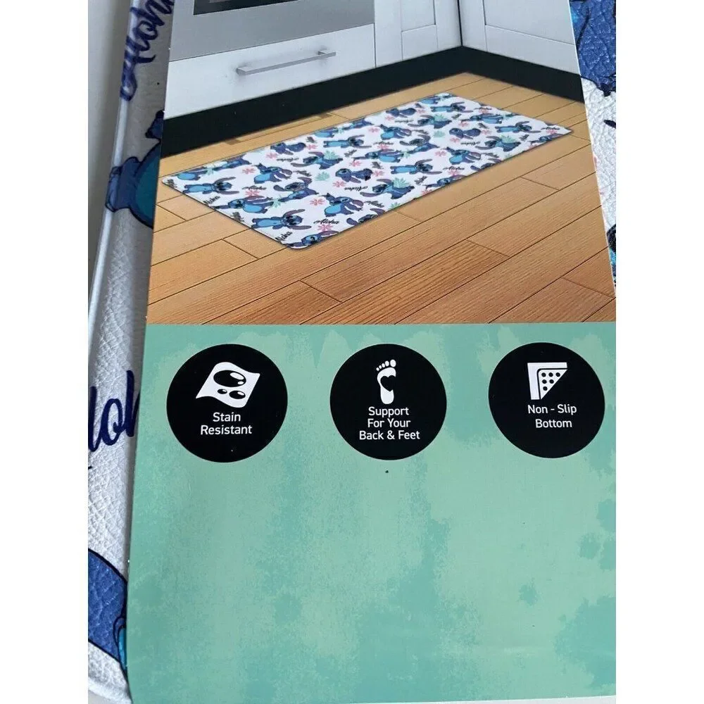 Disney Stitch Anti Fatigue Kitchen Mat 18 X 30”‎ Aloha Hibiscus Tropical NEW